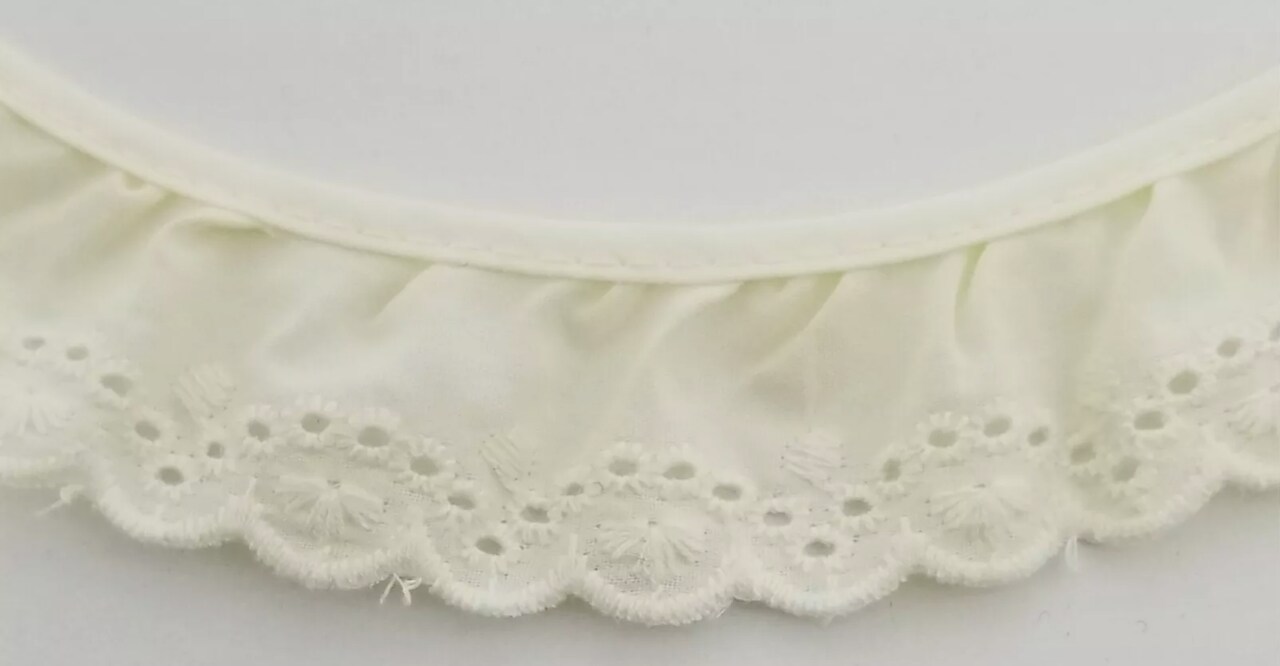 1-1/4" Ruffled Gathered Eyelet Trimming - 8 Continuous Yards - Color Options!